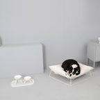 Oreo Elevated Pet Feeder Table . White . Short