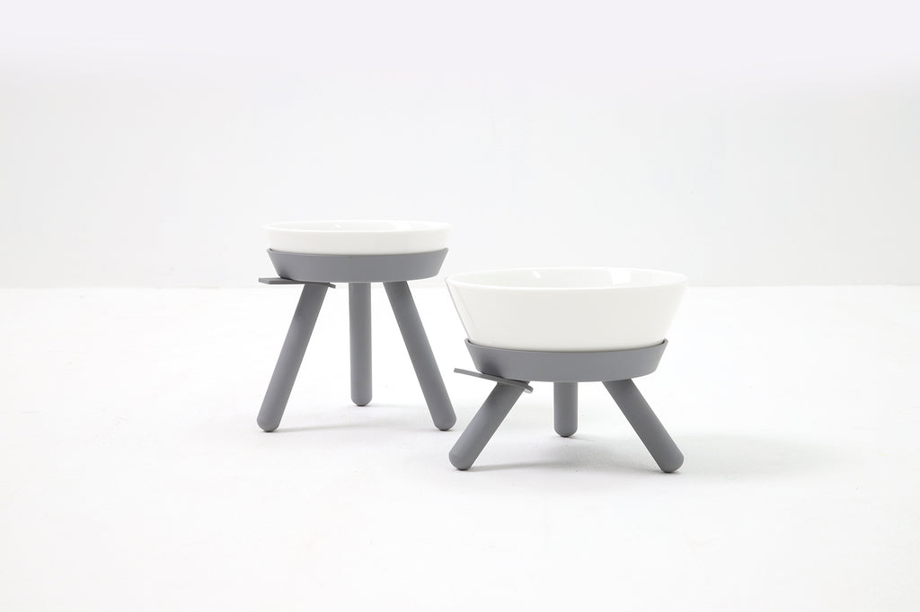 Oreo Elevated Pet Feeder Table . Gray. Short