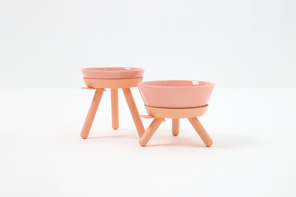 Oreo Elevated Pet Feeder Table . Pink . Short