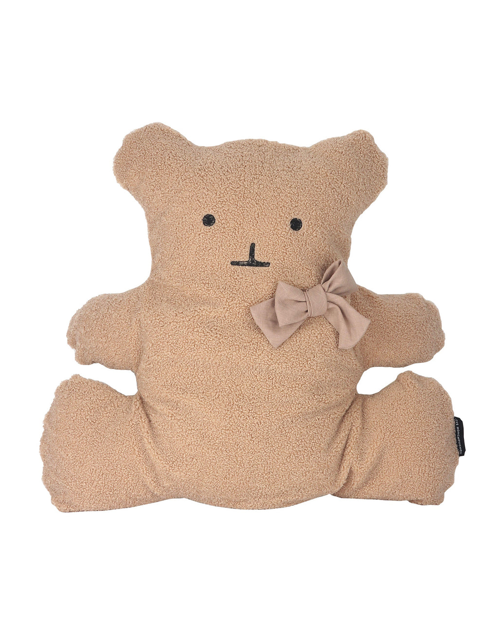 Brown bear-shaped boucle dog cushion for cozy naps – Petssogood