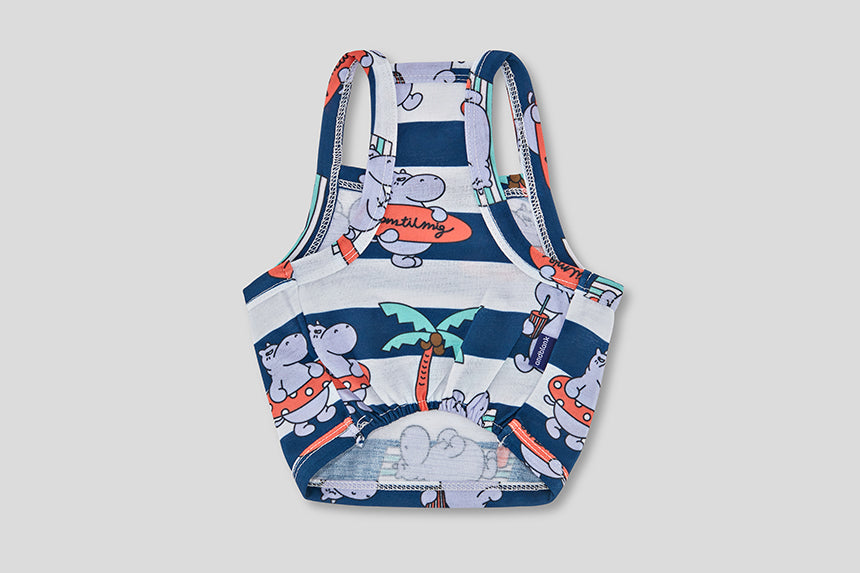 Aloha Hippo Crop Tee . Navy