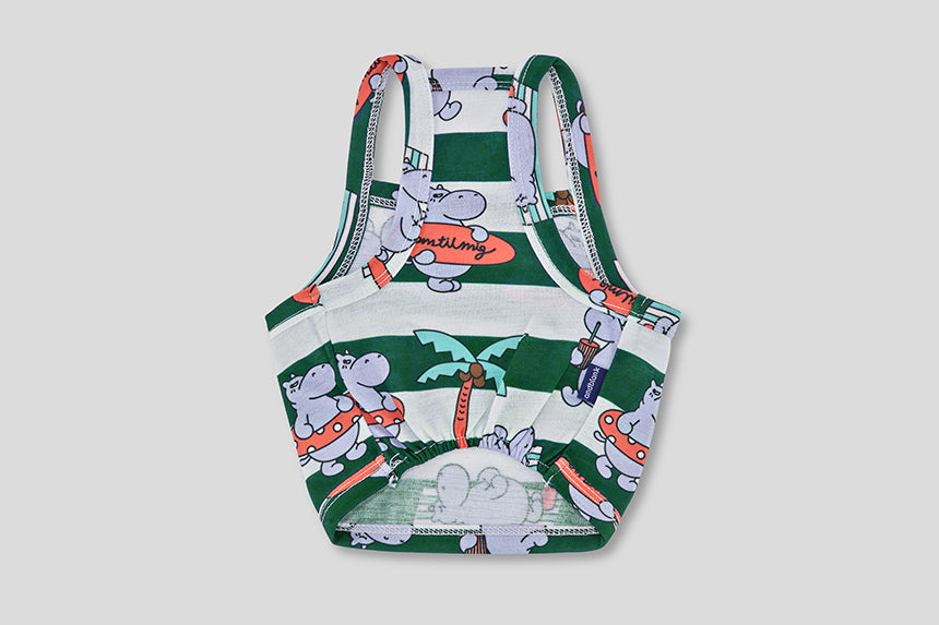 Aloha Hippo Crop Tee . Emerald Green