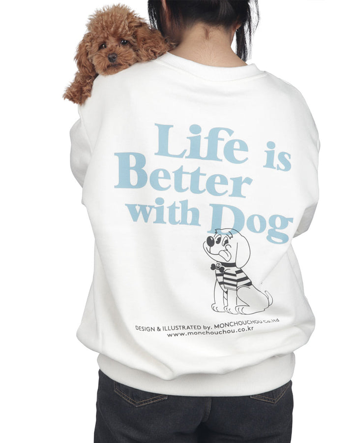 With dog Sweatshirts . For Human . White