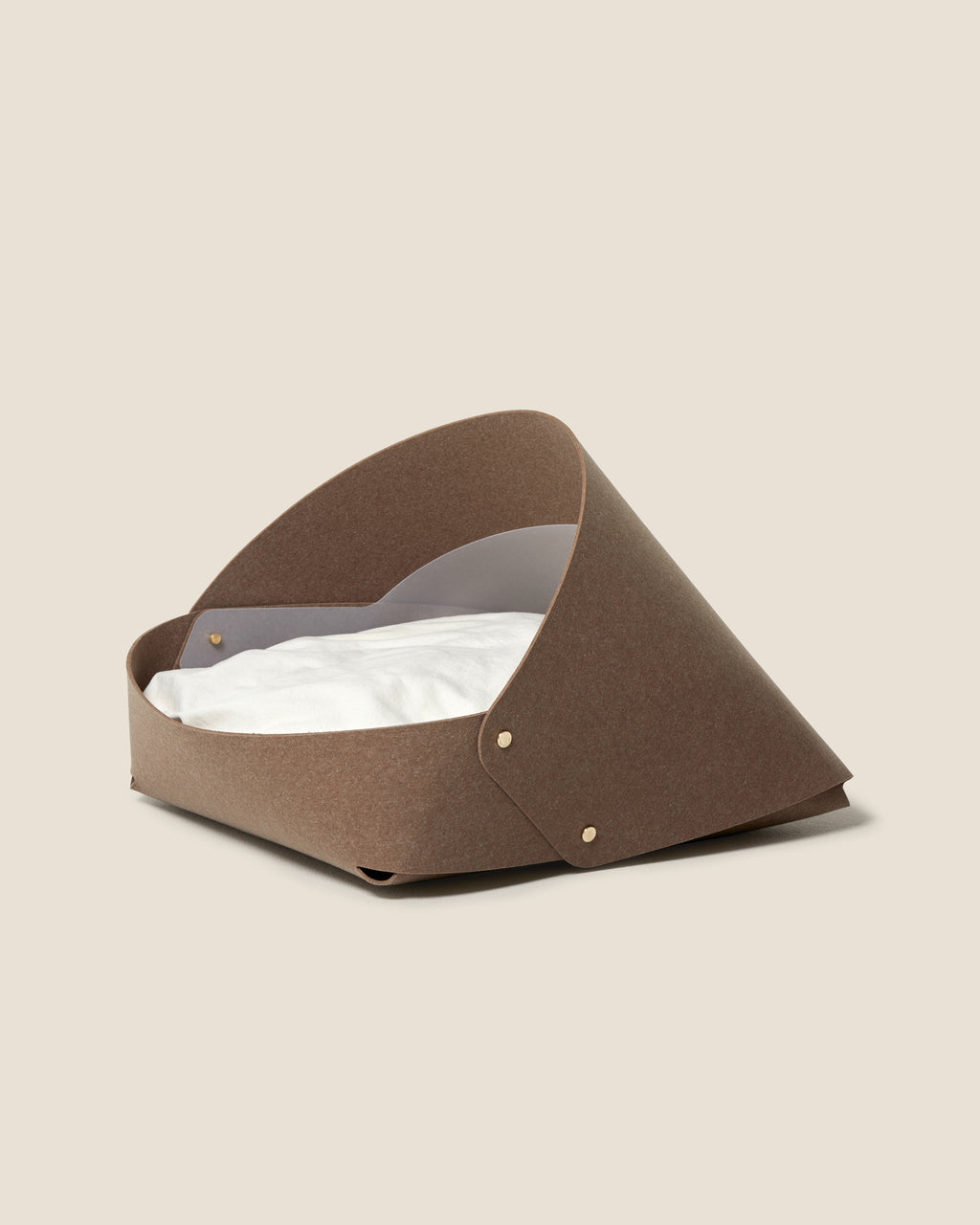 Marron felt pet bed with microfiber cotton cushion and sculptural modern-classic design – Petssogood