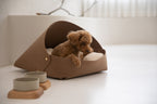 Marron felt pet bed with microfiber cotton cushion and sculptural modern-classic design – Petssogood
