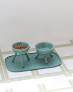 Ceramic standing elevated pet bowl simple modern colorful for small dogs _ Pets So Good