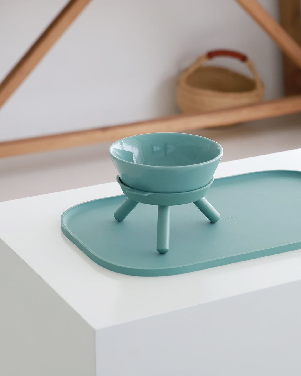 Ceramic standing elevated pet bowl simple modern colorful for small dogs _ Pets So Good