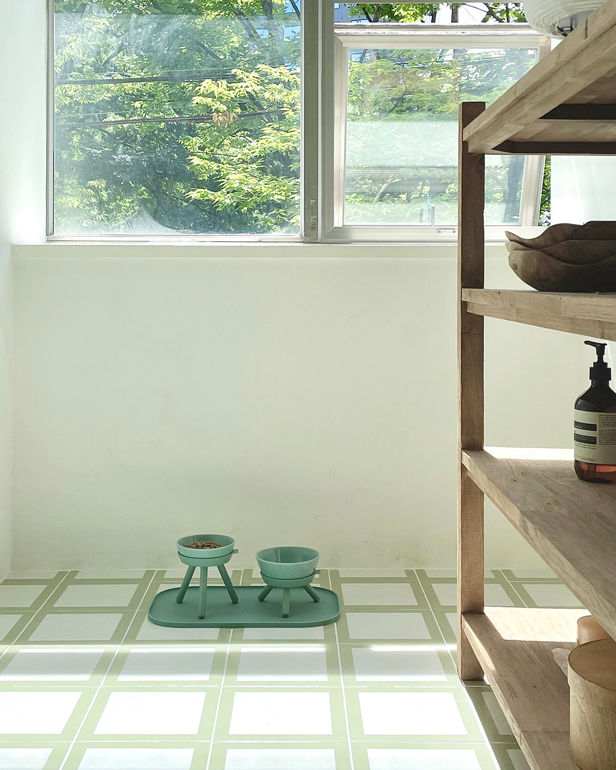 Ceramic standing elevated pet bowl simple modern colorful for small dogs _ Pets So Good