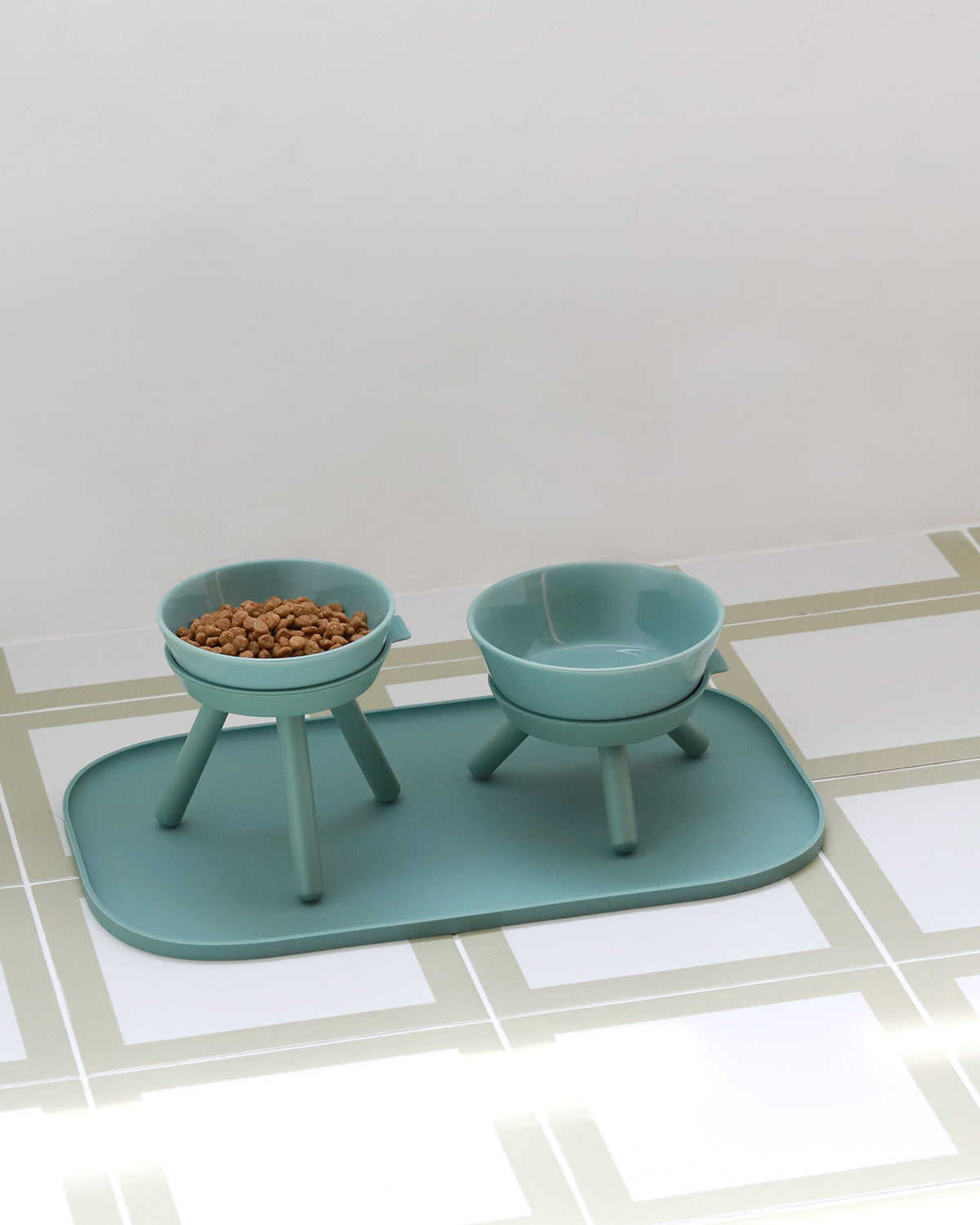 Ceramic standing elevated pet bowl simple modern colorful for small dogs _ Pets So Good