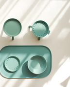 Ceramic standing elevated pet bowl simple modern colorful for small dogs _ Pets So Good