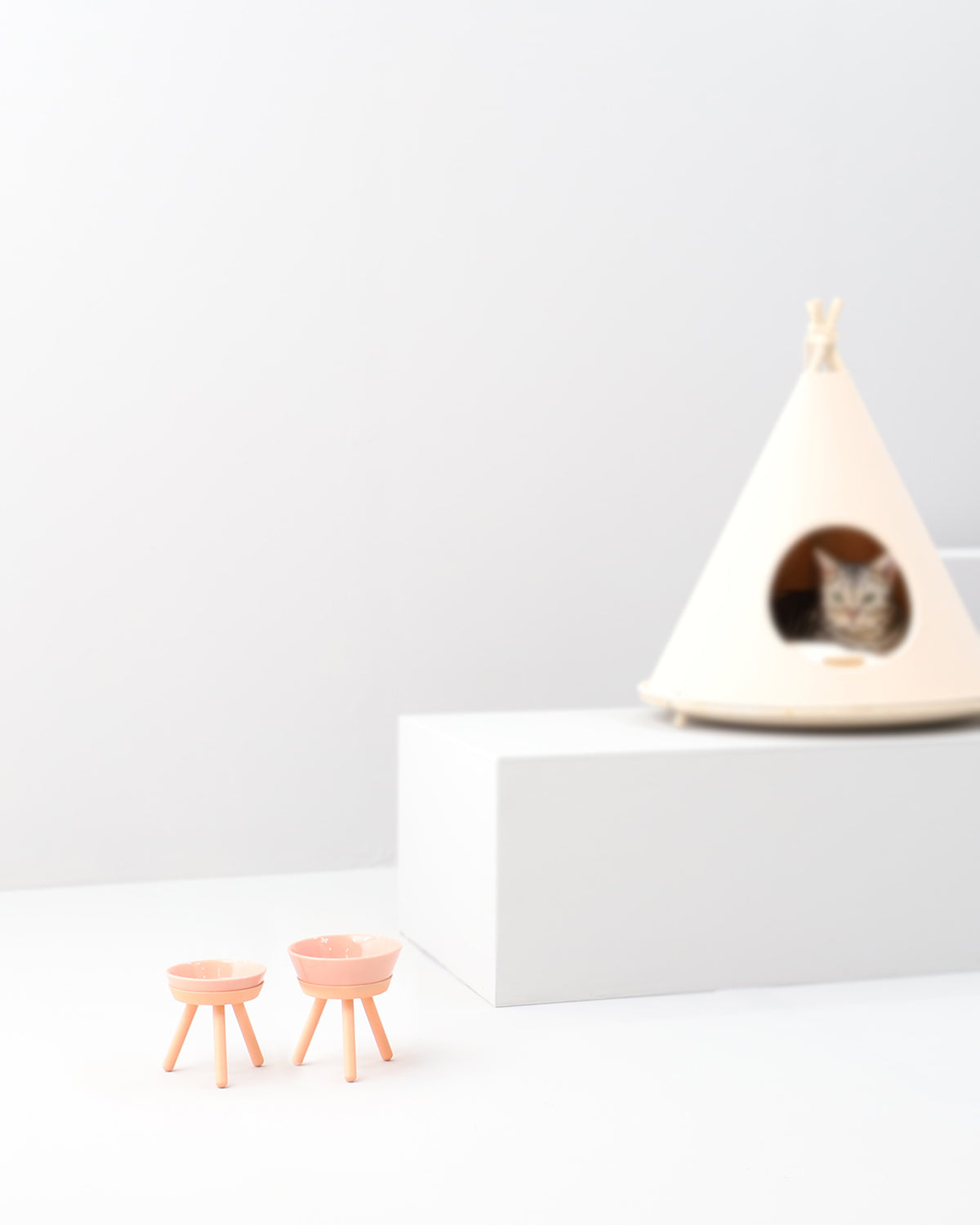 Oreo Elevated Pet Feeder Table . Pink . Tall