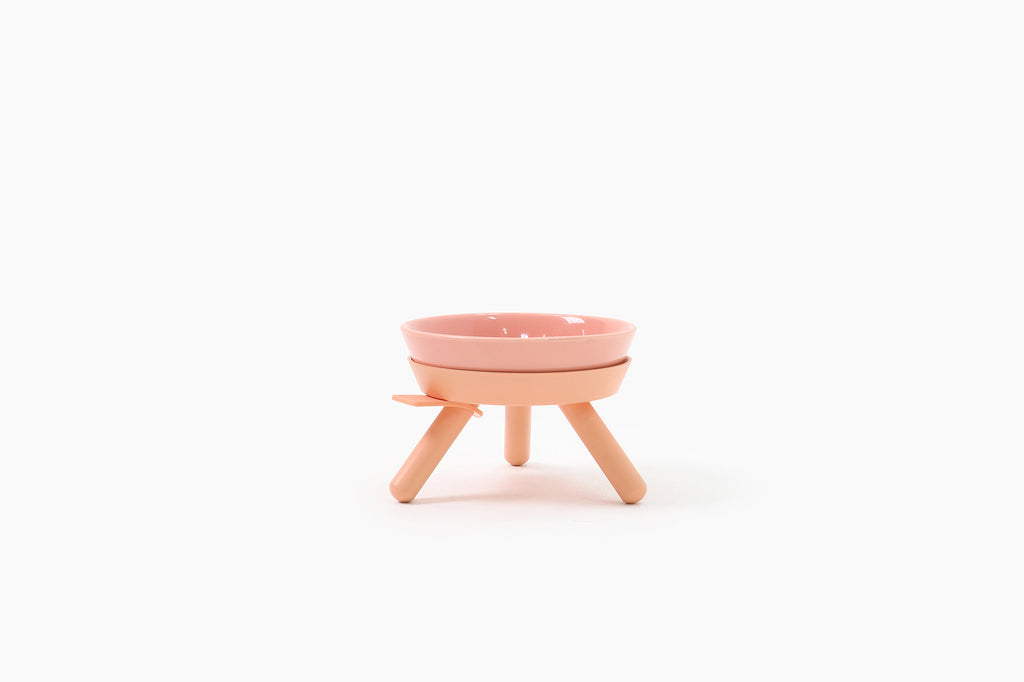 Oreo Elevated Pet Feeder Table . Pink . Short