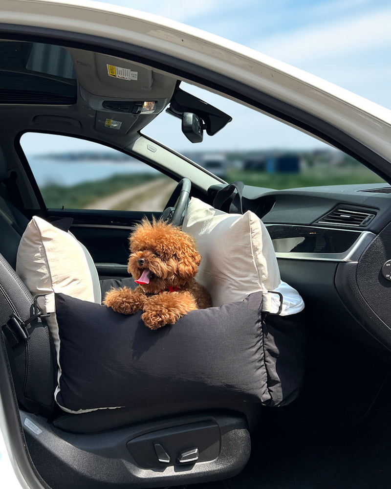 Siège Rehausseur Pour Chien En Voiture - Taille Medium, Noir - Avec Courroie De Sécurité Et Rembourrage